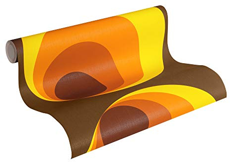A.S. Création Retro Tapete 70er Jahre 701312 - Vliestapete mit Retro Design in orange, braun, gelb - Retrotapete auf 10,05m x 0,53m - Made in Germany