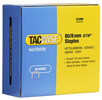 Tacwise 0382 Typ 80/8 mm Galvaniserad Fintrådsklammer för Möbelklädsel, Förpackning med 10.000