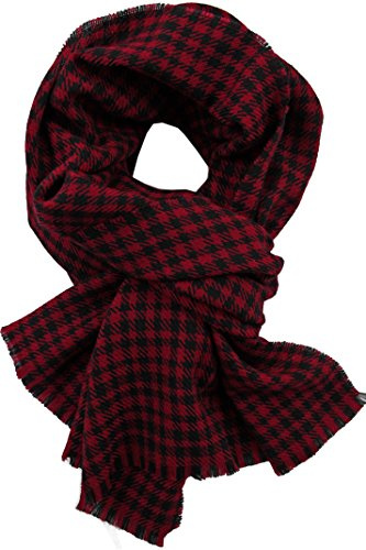 Rotfuchs Schal Webschal Karo modisch rot schwarz 100% Wolle (Merino)