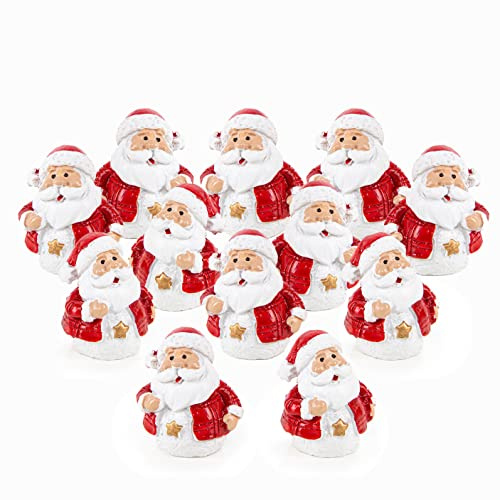 Mini Nikolaus Figuren 3 cm – 12 Stück kleine Weihnachtsmänner rot-weiß mit goldenem Stern – Tischdeko & Wichtelgeschenk Weihnachten – Logbuch-Verlag
