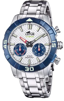 Lotus Uhr Smart Herren Hybrid Connected aus Edelstahl 316l | Analog-Smartwatch, Wasserdicht 10 ATM 18810/1, Musiksteuerung, Schrittzähler, Anrufbenachrichtigung und -ablehnung