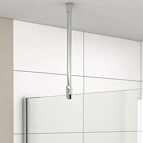 Heilmetz Duschwand-Stabilisierungsstange 500 mm für 6/8/10 mm Glas, 1 Stück | Mit 19 mm 304 Edelstahl Stabilisator, Glasclip mit 360° Drehung, Deckenmontage Stabilisator für Duschwände