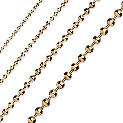 Paula & Fritz® Edelstahl Hals-Kette Damen Rose 485-mm Lang 4-mm Breit ca 6-Gramm Herren-Kette Hals-Schmuck Kugelkette Frauen-Ketten Männer-Ketten