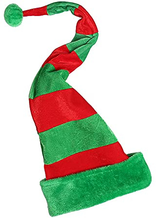 iNszkoos Unisex Weihnachten lang gestreifte Weihnachtsmann Mütze rot-weiß Elfenmütze für Erwachsene, Weihnachten Kopfschmuck Zubehör Requisiten Weihnachtsfeiertags-Themenparty