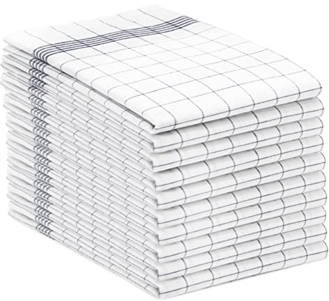 ZOLLNER 10er Set Geschirrtücher Baumwolle in 50x70 cm - super saugstarke und langlebige Küchentücher - waschbar bis 95°C – in grau weiß kariert - Gastronomiequalität - Oeko Tex® Zertifiziert