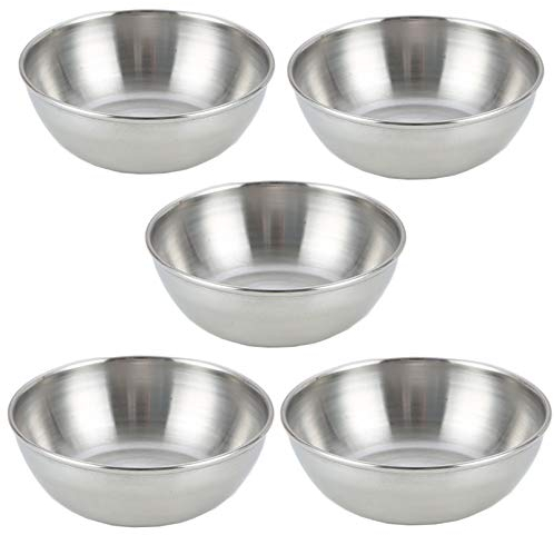 Anawakia Lot de 5 coupelles rondes en acier inoxydable - Pour sauce, épices, collation, épices, petits bols