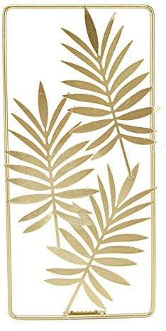 Gold Leaf Metal Wall Art Rectangular Sculpture With Frame - Decorative Wall Decor for Living Room, Bedroom, Office