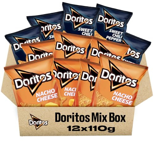 Doritos Mix - Herzhafter Snack zum Knabbern aus Mais: 7x Doritos Nacho Cheese + 5x Doritos Sweet Chili Pepper (12 x 110g)