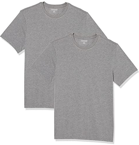 Amazon Essentials Herr Slim-Fit kortärmad T-shirt med rund hals, 2-pack, grå ljung, X-Large