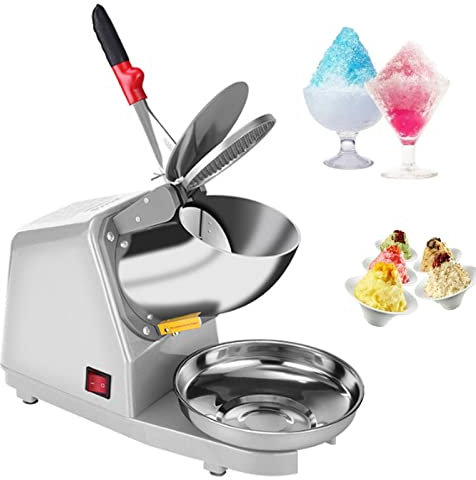 Electric Ice Shaver Crusher Snow Cone Maker Machine with Dual Stainless Steel Blades, 2200r/m, 85kg/h Capacity, Ice Shaver Snow Cone Maker for Cocktails, Ice Cream, Smoothies,Gray
