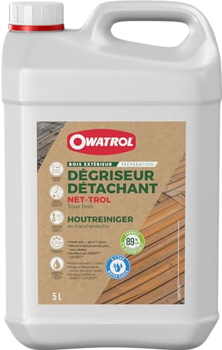 OWATROL - NET-TROL® Dégriseur Bois Extérieur Nettoyant Bois Exotiques -5L | Nettoyant terrasse et mobilier de jardin - Restaure les bois grisaillés, élimine rouille et calcaire - Rinçage à l'eau