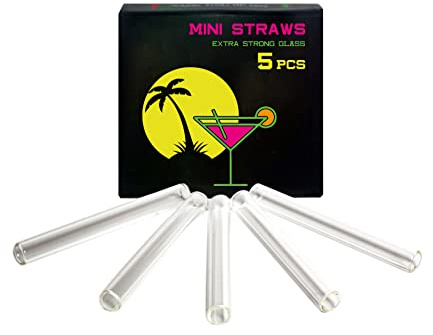 Escobar - Cannuccia per cocktail in vetro, 80 mm, riutilizzabile, igienica, lavabile in lavastoviglie, cannuccia sostenibile