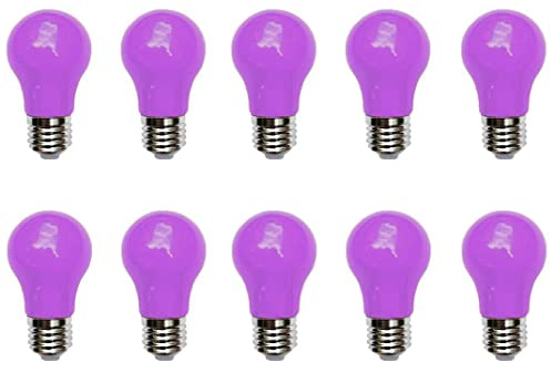 Aiwerttes 10er Pack 3W LED farbige Glühbirne E27 A50 Schraubkappe Lila Glühbirne für Hochzeit Halloween Weihnachtsfeier,Nicht dimmbar