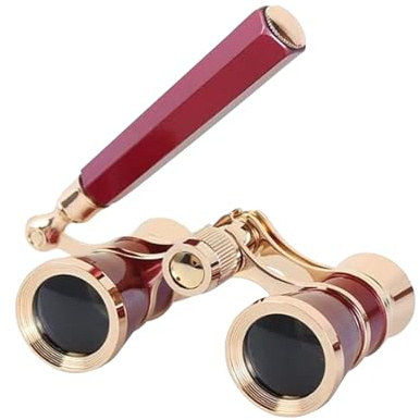 AouloveS Opera Glasses Binoculars 3 X 25 Compact and Lightweight with Built-in Foldable Theater Glasses, Adjustable Handle for Adults Kids Women in Music Concerts and Opera Houses (Red)