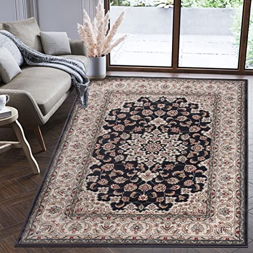 Mazovia Groß Teppich Flur 250x350cm Creme Klassisch Traditionell Weich | Teppich für Eingangsbereich Küche Büro Wohnzimmer Schlafzimmer Beige Pflegeleicht Fußbodenheizungsgeeignet Mittelflor Elegant