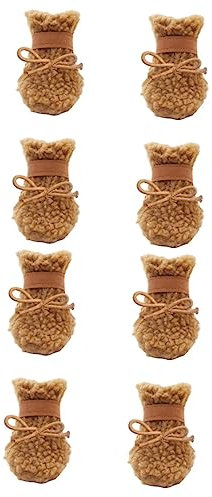 POPETPOP 8stücke Hundeschuhe Für Winter rutschfeste Schneeboots Für Hunde Mit Plüschfutter Für Drinnen Und Draußen Braun