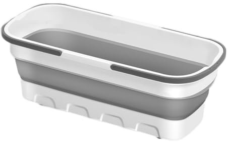 BZJPRFC Cubo Plegable De 12 litros (3,17 Galones) For Limpiar La Fregona, Cubo De Plástico Plegable con Ruedas Adecuado For La Limpieza De La Casa, RVing Gris