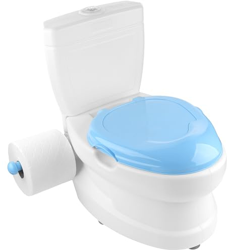 Kids Potty Training Toilet Seat with Flush Sound & Light | Toddler Potty Training Toilet with Removable Pot, Roll Holder & Lid – Educational, Hygienic & Portable Toilet Seat for Boys & Girls