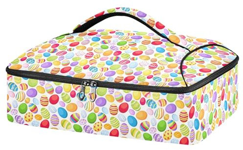 Mnsruu Cocotte colorée pour œufs de Pâques pour aliments chauds ou froids, sac de transport isotherme avec couvercle, sac de transport pour voyage, fête, pique-nique, Œufs de Pâques colorés, Taille