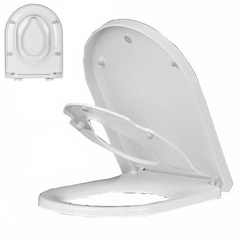 MMUNNA WC-Sitz mit Kindersitz-Toilettendeckel Klodeckel mit Absenkautomatik und Quick-Release-Funktion, Familien Toilettensitz mit Verstellbaren Scharnieren und Magnethalterung, U-Form, PP, Weiß,02W