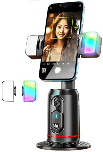 SRIKEKL Auto Face Tracking Tripod, 360° Rotating Phone Stand, No App, Gesture Control Smart Shooting Camera Mount with Selfie Light and Remote for Live Vlog Streaming Video Tiktok