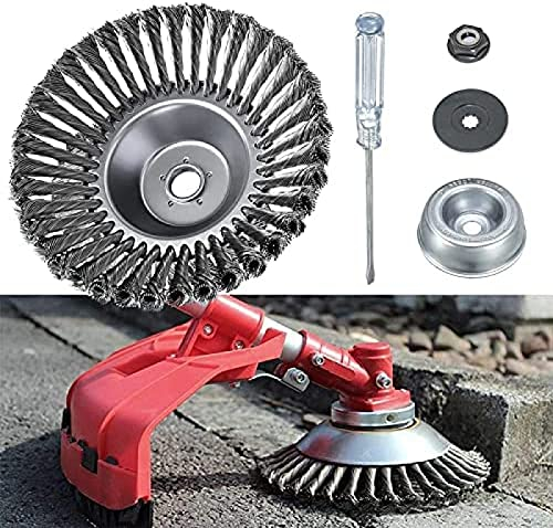 8-Zoll-Draht-Rasentrimmer-Schneidkopf, Garten-Rasenmäherbürste, Draht-Trimmerkopf Universal, Drahtbürsten-Trimmerkopf mit Adaptersatz, für Fadentrimmer, Garten-Unkraut, 4 Zubehörteile