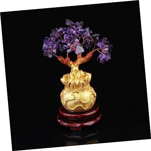 Yardenfun Kristallbaum-Dekoration Geldbaum Desktop-Ornament Natürlicher Kristall Bonsai-Stil Feng Shui Reichtumssymbol