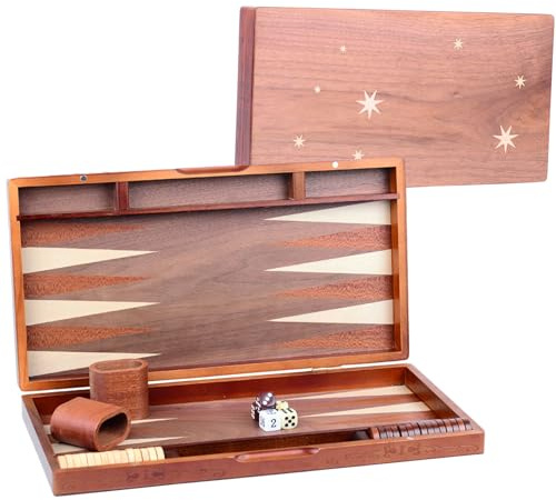 Syrace Set di Backgammon in Legno - Classico Gioco da Tavolo con Custodia da 15,7, Dimensioni Grandi, Pezzi Checker per Adulti e Bambini