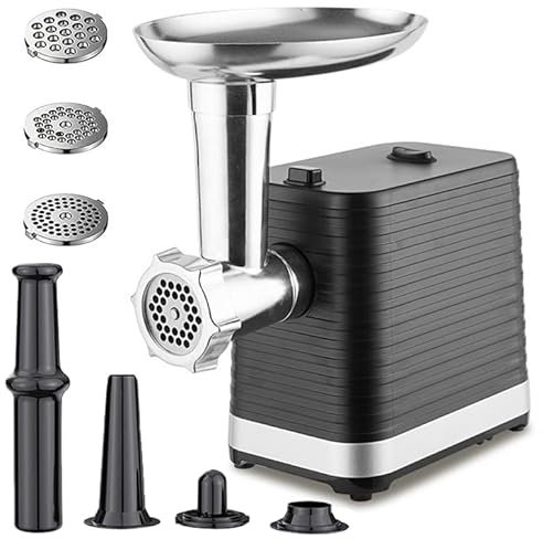 Electric Meat Grinder, Sausage Maker Stuffer, Meat Mincer, Sausage Stuffer Food Grinding Mincing Machine for Home Kitchen Commercial Use with 3 Cutting Plates