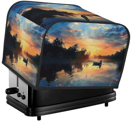Copertura per tostapane a quattro fette con stampa panoramica da pesca per piccoli elettrodomestici da cucina, protezione per impronte digitali