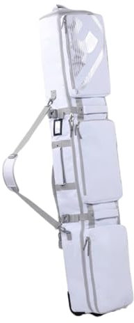 Lzyjck Snowboardtasche mit Rollen Gepolsterte Skitasche Faltbare Skitasche mit Rollen für Flugreisen Verstellbare Länge wasserdichte Snowboardtasche mit Rollen,Weiß
