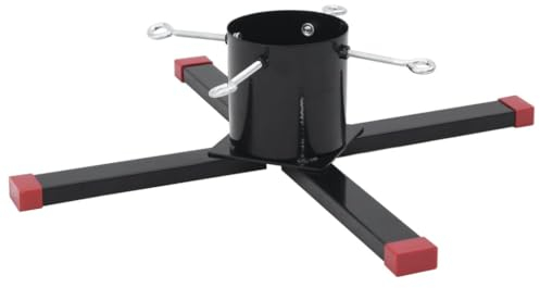 vidaXL Christbaumständer, Weihnachtsbaumständer mit Kreuzfuß, Tannenbaumständer mit Wasserbehälter, Baumständer, Schwarz Metall Kunststoff