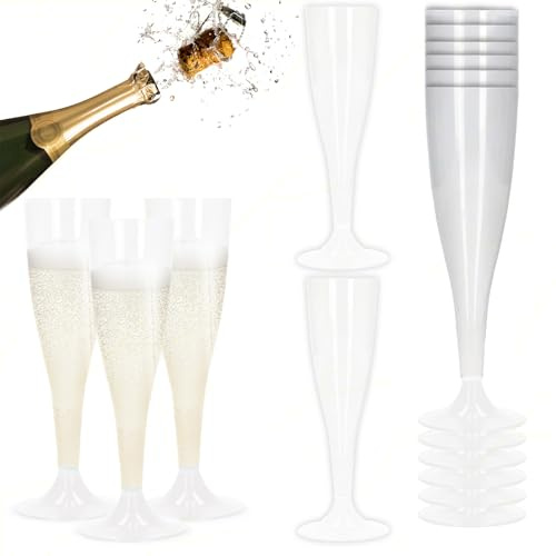 Sicignano Set 36 Calici Flute in Plastica Trasparente con Piedini Trasparenti 10cl ? Bicchieri Lavabili Ideali per Feste Brindisi Celebrazioni ? Perfetti per Champagne Prosecco Cocktail