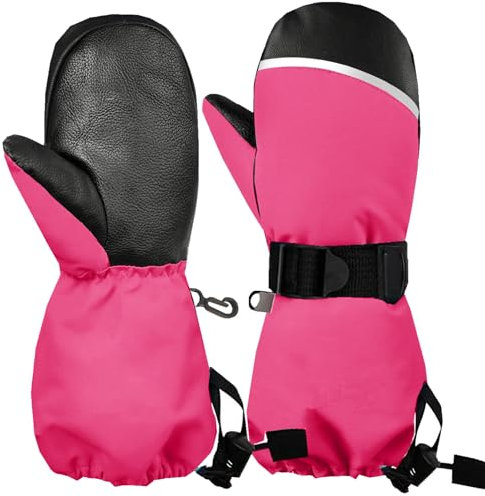 CALIYO Handschuhe Kinder, Skihandschuhe Wasserdicht, Handschuhe Große Manschetten, Winterhandschuhe mit Nylon-Verstellband, Winterhandschuhe Kinder im Alter von 4–12 Jahren
