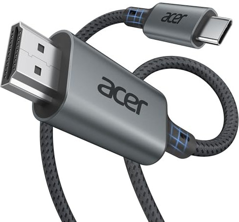 acer Cavo USB C a HDMI 4K@60Hz, cavo Thunderbolt 4 3 Type C HDMI 2.0 compatibile con iPhone 16 Plus Pro Max 15 MacBook Pro Air Surface Pro 10 iPad Pro Air Galaxy S24 Ultra 2M