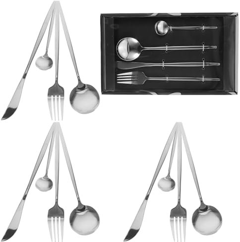 CONGARTENO Vajilla Inoxidable Kit De Cubiertos Tenedor Cuchara Cortador y Cucharilla Resistente Decoloración y Agrietamiento