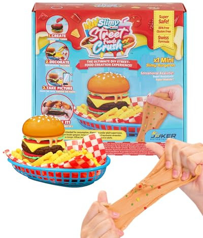 Slimy Street Foodz Crush - Mini hamburgeron, Slime e plastilina, set creativo, gioco da forno per miscelare, modellare e decorare, per bambini