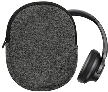 kwmobile Housse Compatible avec Headset/Overear Headphone étui - Housse de Protection Souple en néoprène pour Casque Audio 24 x 19 cm - Anthracite-Blanc