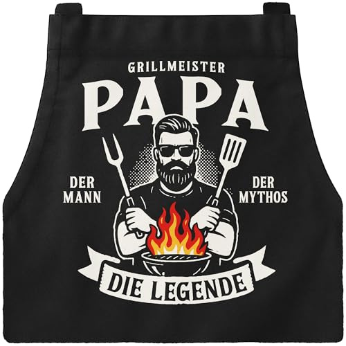 MoonWorks® Delantal para barbacoa para hombre, con texto en alemán Papa grillt am besten personalisier Alter Geburtsjahr Grillgeschenk Vatertag Baumwolle, Papá La Leyenda Negro, herren