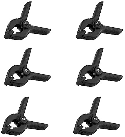Lot de 6 pinces à ressort robustes de 11,4 cm pour toile de fond de studio photo en mousseline/papier (noir)