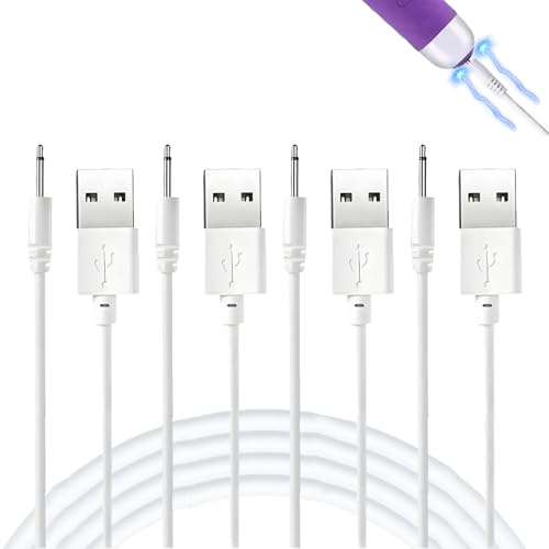 AOUZOVLI 4 Stück 1m USB auf 2.5mm DC-Stecker Lade-Kabel, Ladekabel Magnetisch Weiß Kompatibel mit Satisfyer
