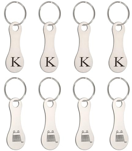 PATIKIL 8 Pcs Fichas de Acero Inoxidable para Carritos de Compras, Portamonedas Llavero al por Mayor para Supermercados, Ton