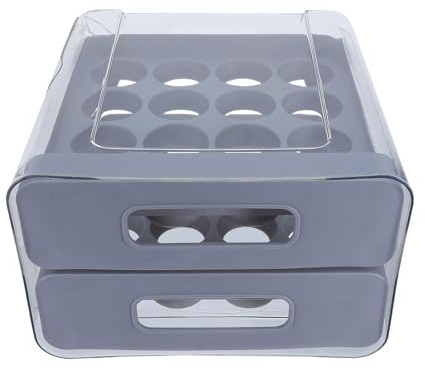 DIYEAH Huevera Tipo cajón: Bandeja de plástico Transparente para Nevera con 32 Compartimentos - Organizador Reutilizable - Apilable para reuniones navideñas en la Nevera