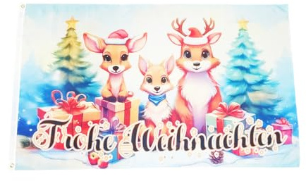 Fahne Flagge Frohe Weihnachten Rentier Familie - 90 x 150 cm
