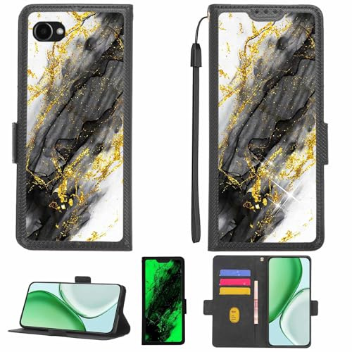 Aroepurt fodral kompatibelt med Orbic JOY 4G förbetalt telefonfodral flipskydd [med härdat glas skärmskydd] [RFID-blockering] [Guldglitter + lysande] LPT-HDL
