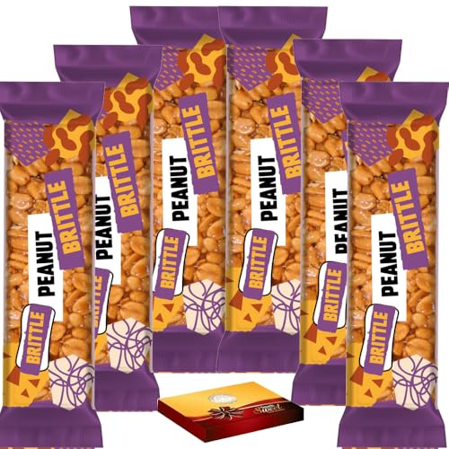 Peanut Brittle Bar 100g – Individually Wrapped Crunchy Peanut Brittle with Caramelised Sugar – Sweet Peanut Candy Bar Confectionery Snack - rcdc (6 x Bars)