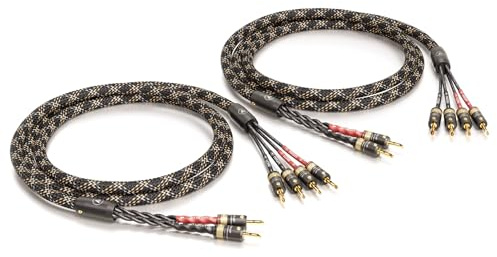VIABLUE SC-4 Silver BI-Wire * High-End Lautsprecherkabel * T6s Bananenstecker, echtvergoldet * 1 Paar * mit Splitter * 300 cm* 3 m