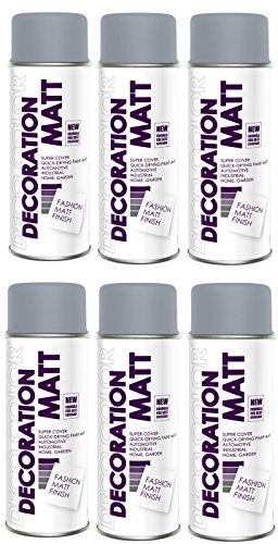Deco Color 6er Sparpack DC Lackspray matt 400ml nach RAL freie Farbauswahl (6 Dosen in silbergrau MATT RAL 7001)