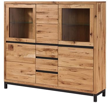 MASSIVMOEBEL24.DE | VILLANDERS Highboard 166x40x148 Wildeiche geölt, Farbe:Natur geölt, Größe:166x40x148 cm (BxTxH)
