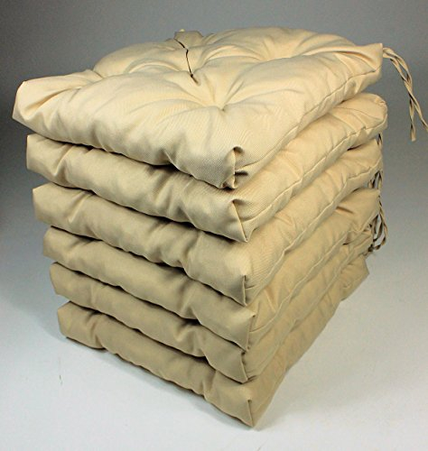 Rattani - Set 6 x Stuhlkissen/Sitzkissen Klara 42 x 42 cm Dicke 8 cm, Fb. beige, Polyester - Made in EU